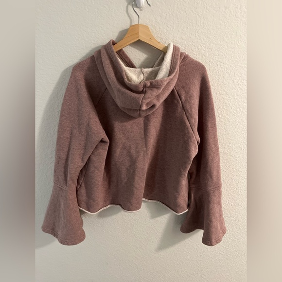Anthropologie Melrose & Market Bell Sleeve Hoodie Mauve Pink Sz M Feminine Boho - Picture 3 of 6